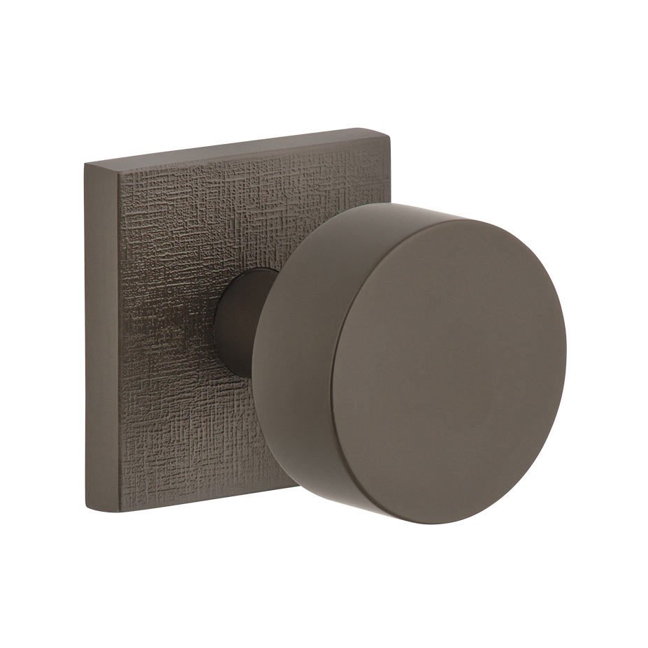 Viaggio Single Dummy - Quadrato Linen Rosette with Circolo Brass Knob in Titanium Gray