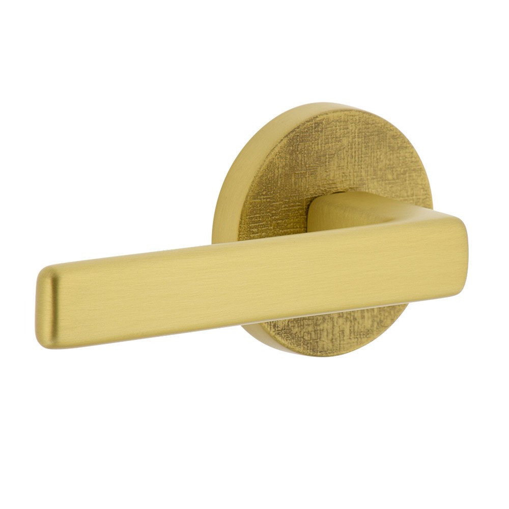 Viaggio Single Dummy - Circolo Linen Rosette with Left Handed Lusso Lever in Satin Brass