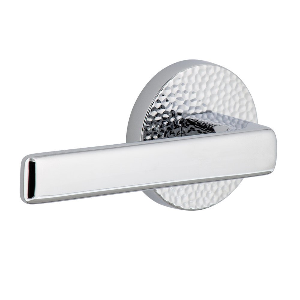Viaggio Single Dummy - Circolo Hammered Rosette with Left Handed Lusso Lever in Bright Chrome