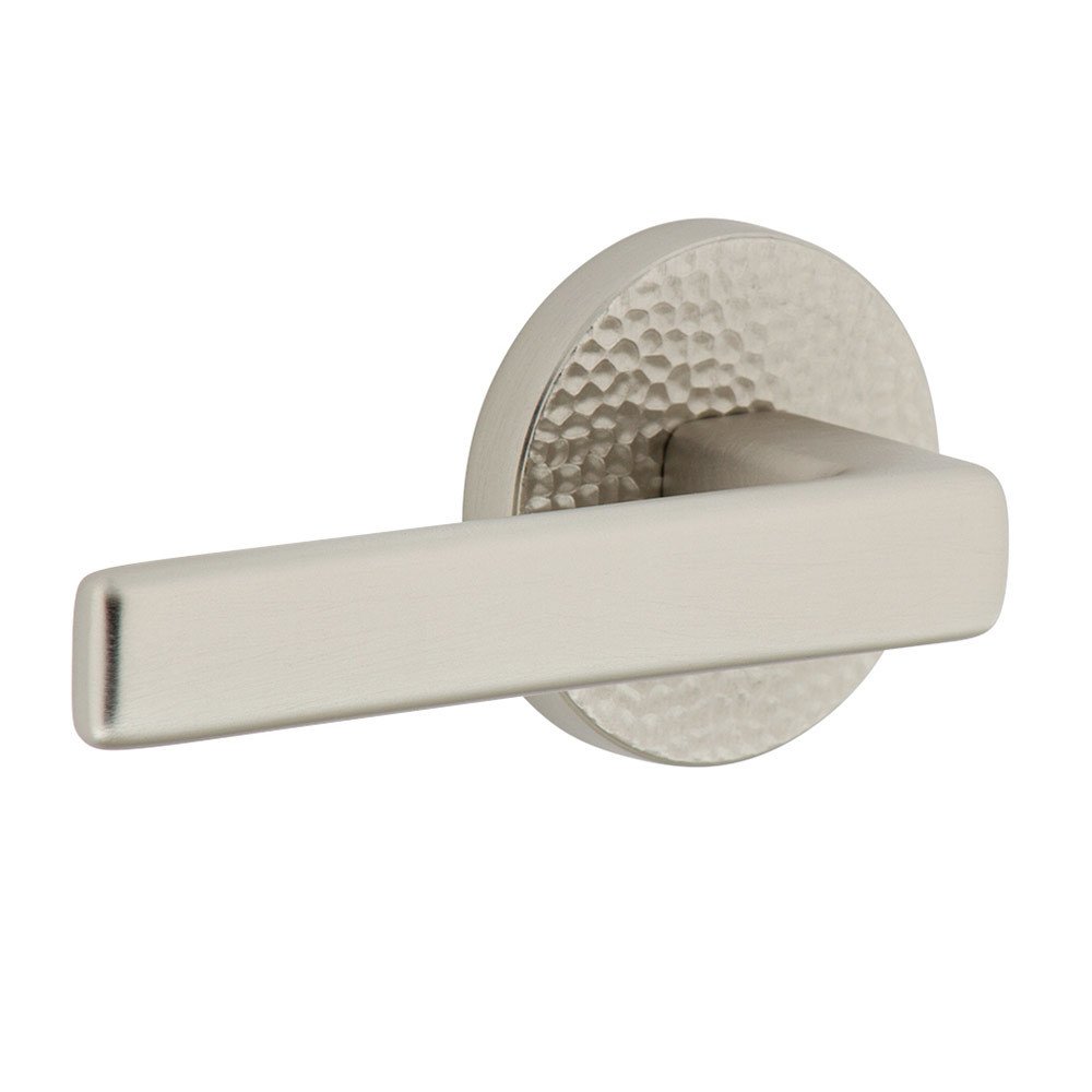 Viaggio Single Dummy - Circolo Hammered Rosette with Left Handed Lusso Lever in Satin Nickel