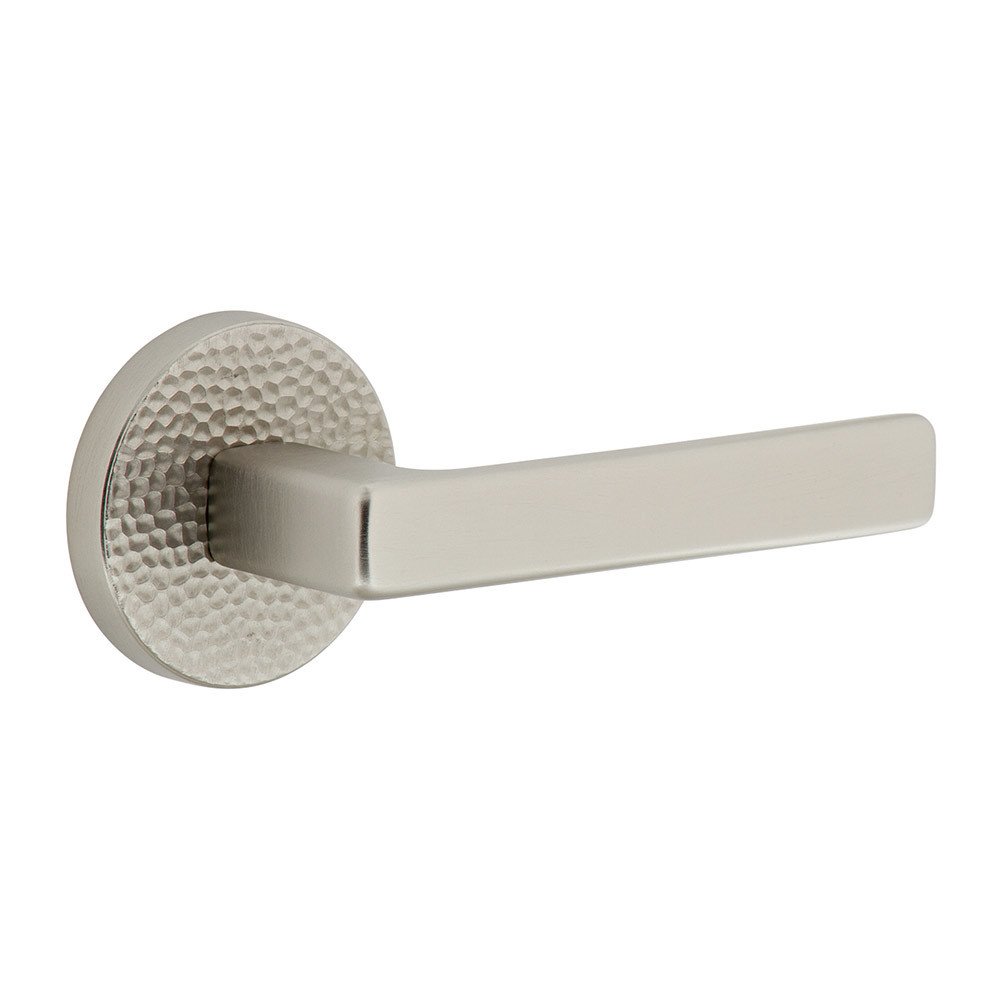 Viaggio Single Dummy - Circolo Hammered Rosette with Right Handed Lusso Lever in Satin Nickel