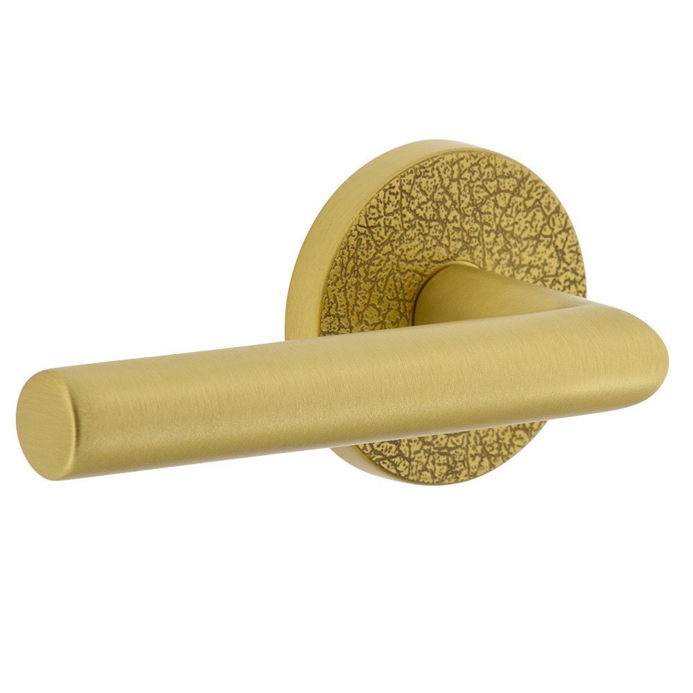 Viaggio Single Dummy - Circolo Leather Rosette with Left Handed Moderno Lever in Satin Brass