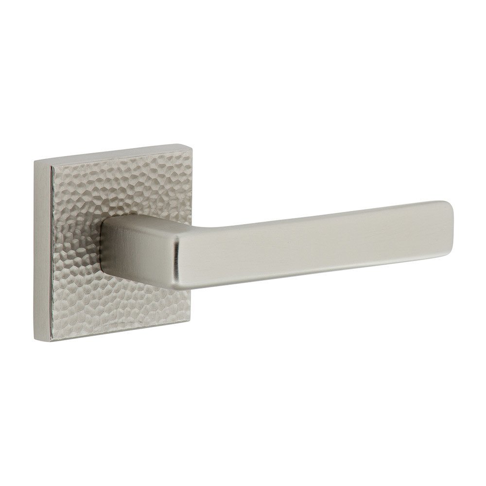 Viaggio Single Dummy - Quadrato Hammered Rosette with Right Handed Lusso Lever in Satin Nickel