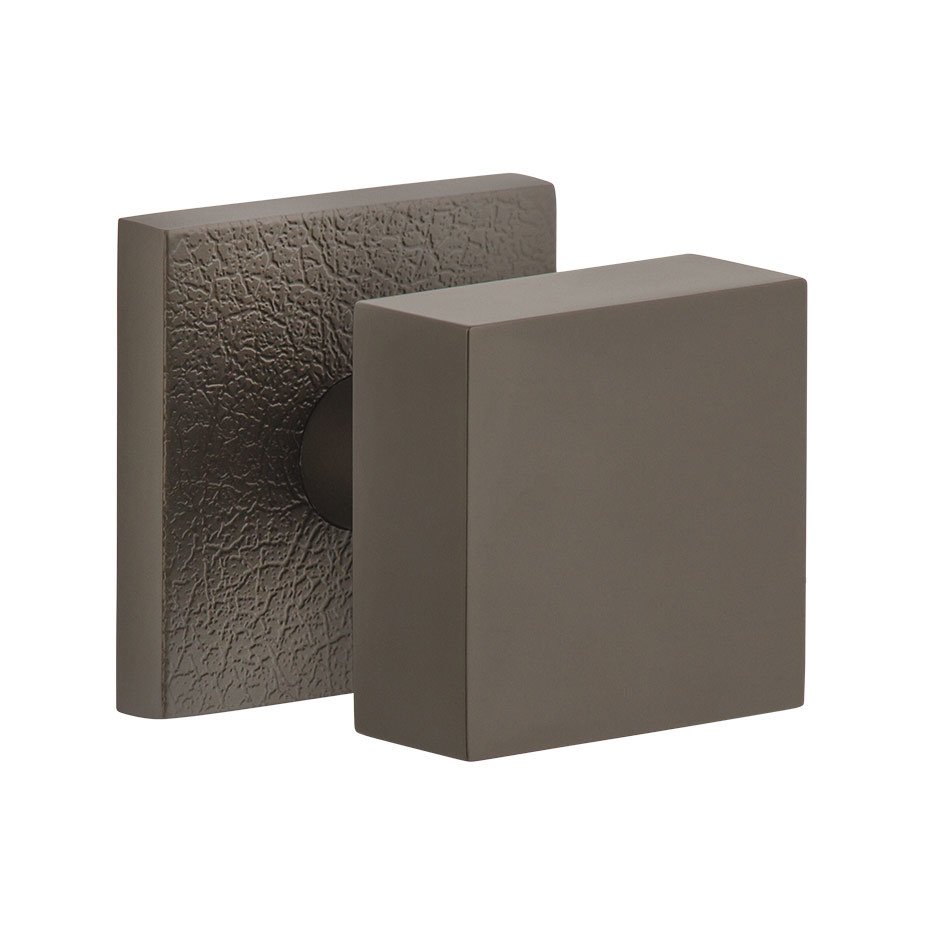 Viaggio Complete Double Dummy Set - Quadrato Leather Rosette with Quadrato Brass Knob in Titanium Gray
