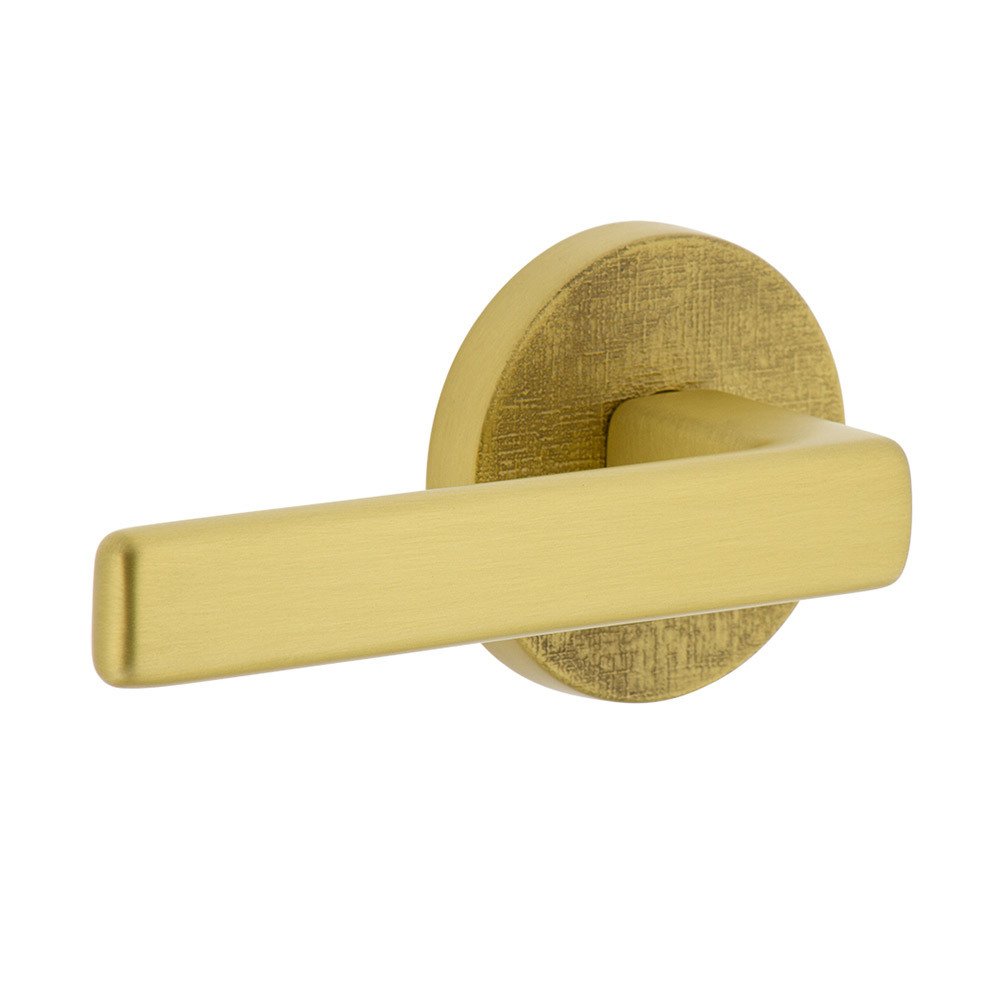 Viaggio Complete Double Dummy Set - Circolo Linen Rosette with Left Handed Lusso Lever in Satin Brass