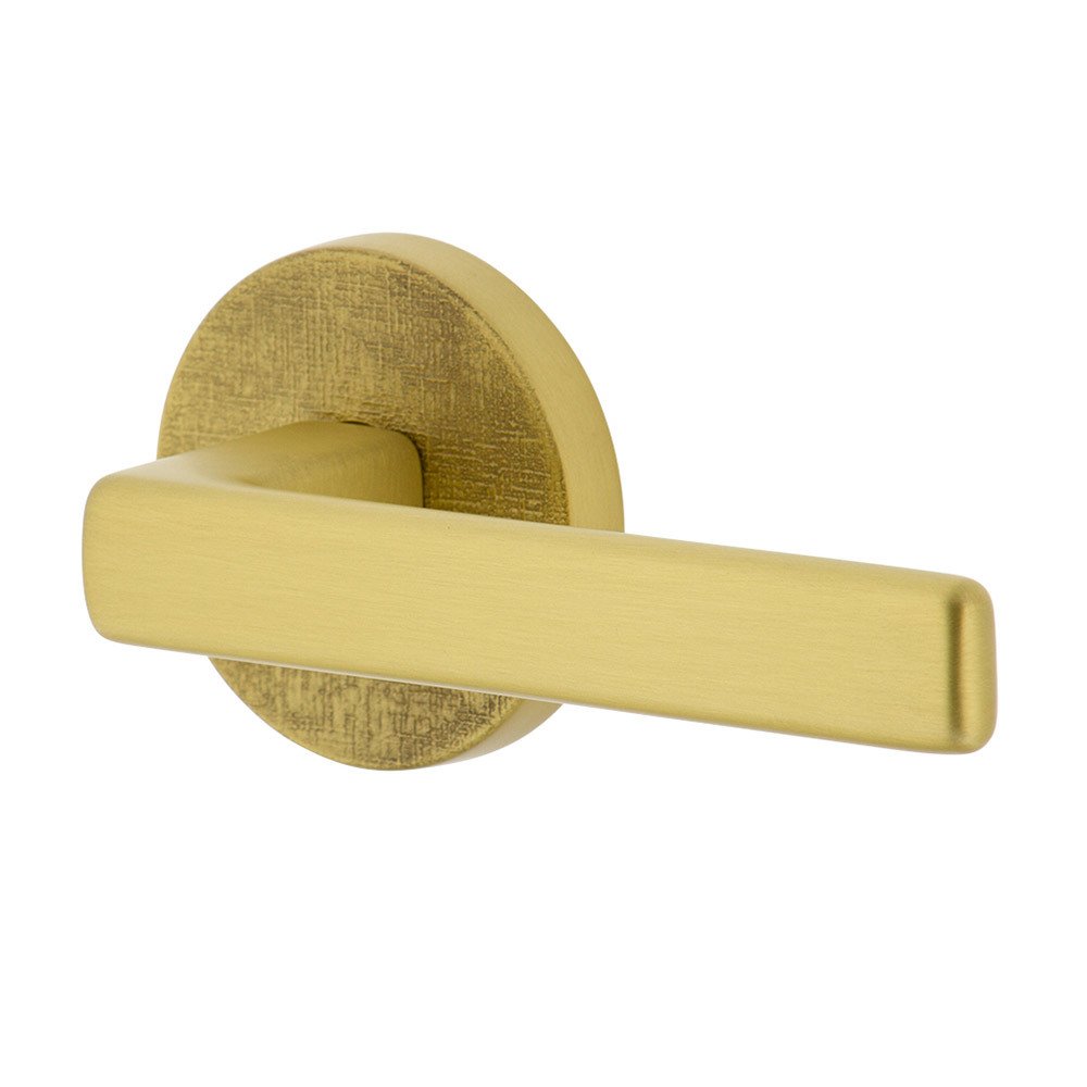 Viaggio Complete Double Dummy Set - Circolo Linen Rosette with Right Handed Lusso Lever in Satin Brass