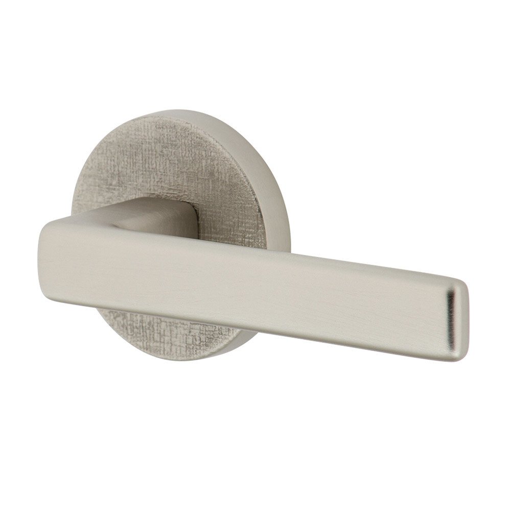 Viaggio Complete Double Dummy Set - Circolo Linen Rosette with Right Handed Lusso Lever in Satin Nickel