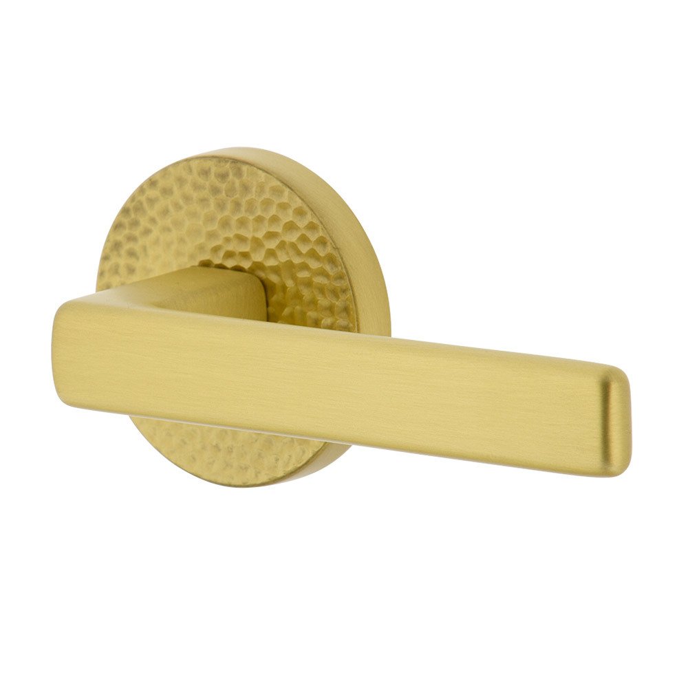 Viaggio Complete Double Dummy Set - Circolo Hammered Rosette with Right Handed Lusso Lever in Satin Brass