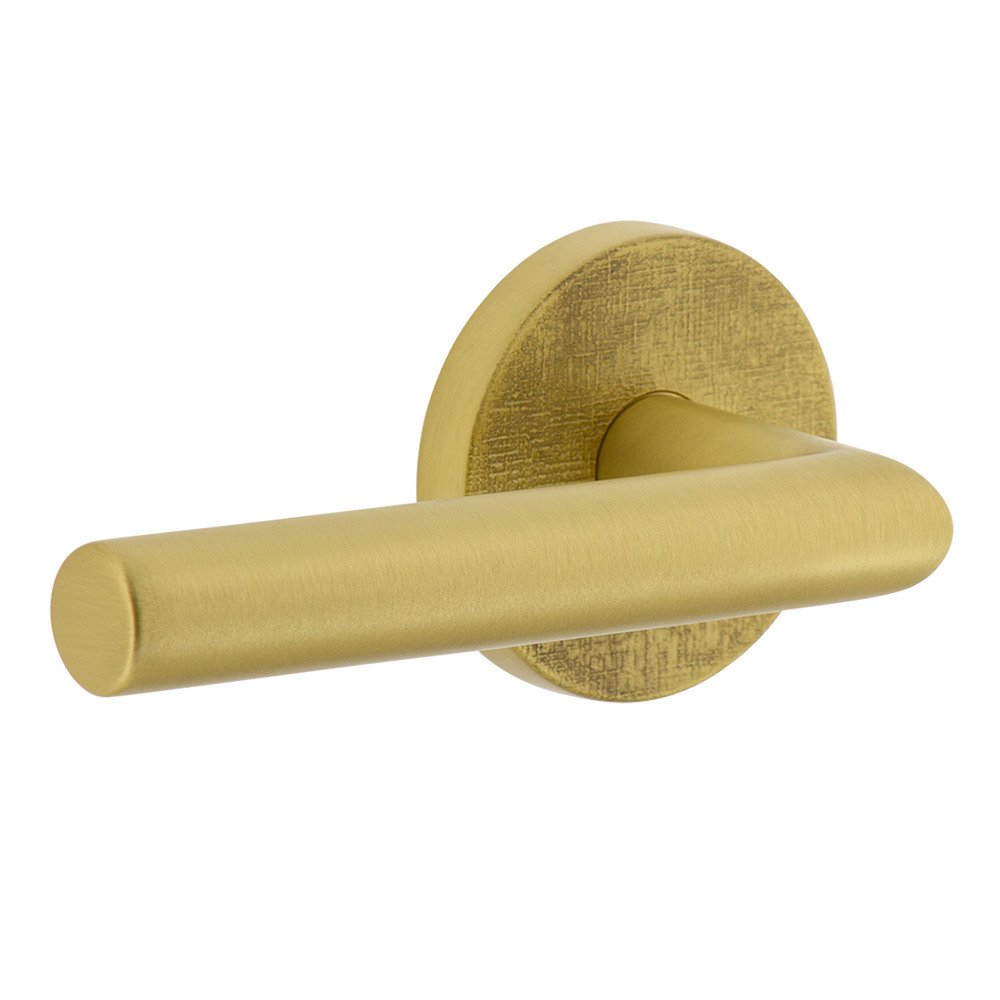 Viaggio Complete Double Dummy Set - Circolo Linen Rosette with Left Handed Moderno Lever in Satin Brass