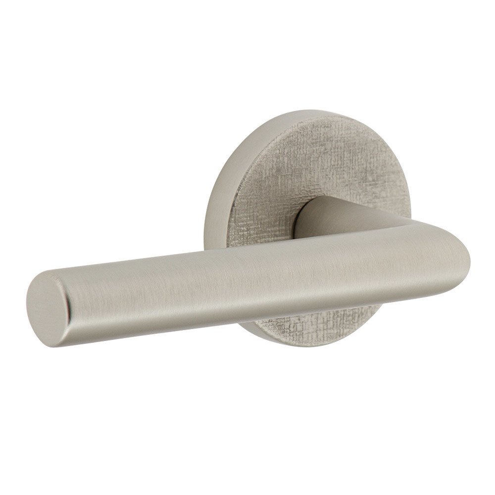 Viaggio Complete Double Dummy Set - Circolo Linen Rosette with Left Handed Moderno Lever in Satin Nickel