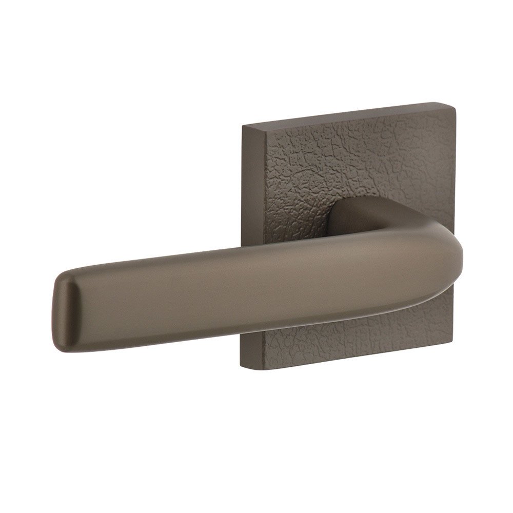 Viaggio Complete Double Dummy Set - Quadrato Leather Rosette with Left Handed Bella Lever in Titanium Gray