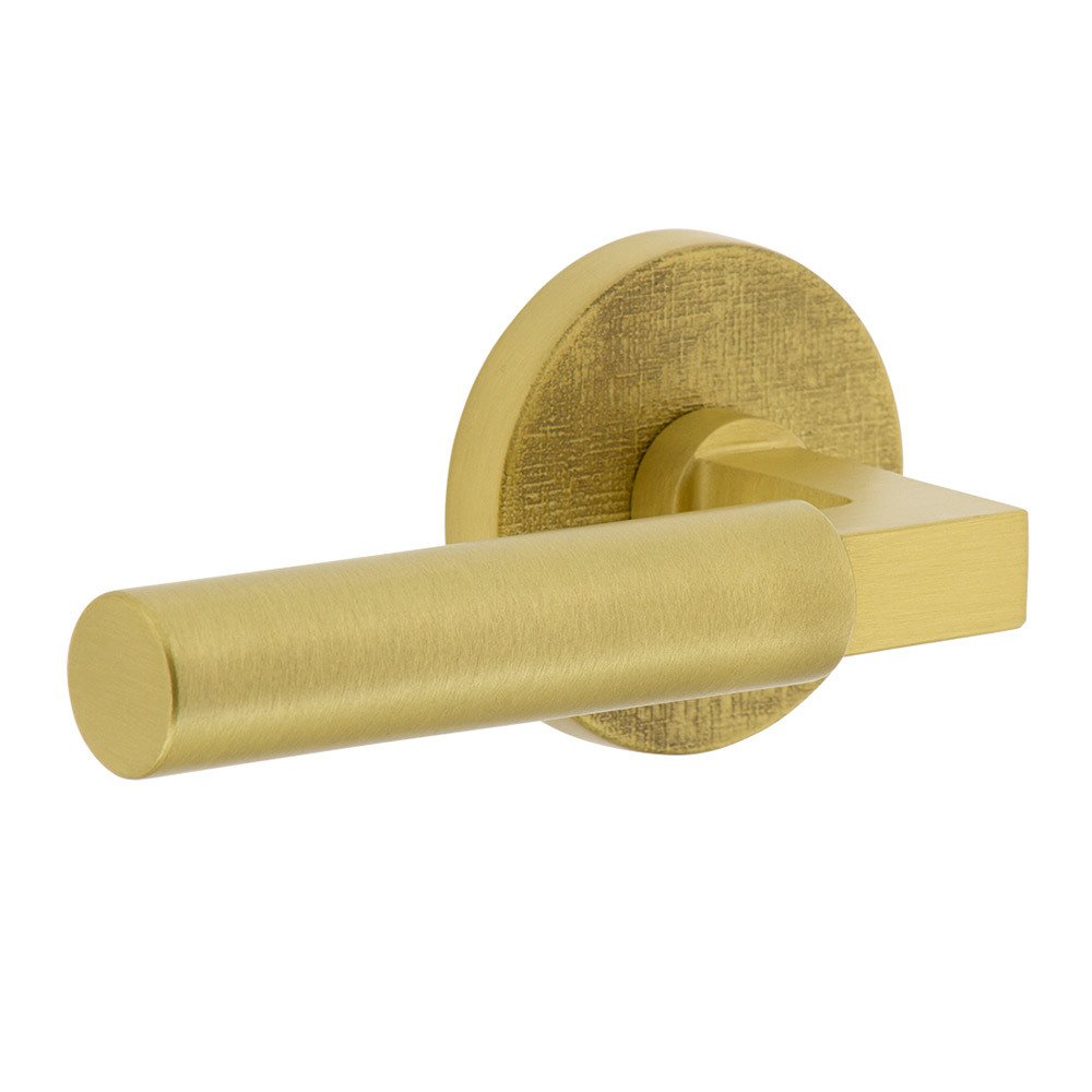 Viaggio Complete Double Dummy Set - Circolo Linen Rosette with Left Handed Contempo Smooth Lever in Satin Brass