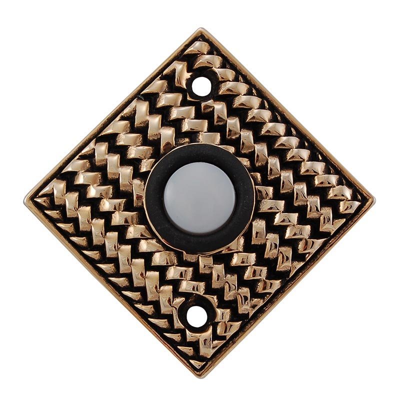 Vicenza Hardware Door Bells Collection Cestino Weave Design in Antique Gold