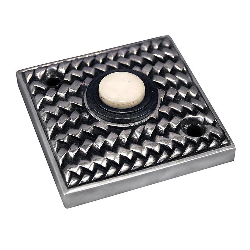 Vicenza Hardware Door Bells Collection Cestino Weave Design in Antique Silver
