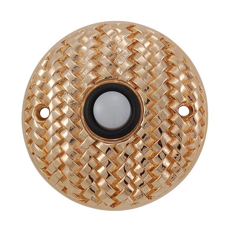 Vicenza Hardware Door Bells Collection Round Cestino Weave Design in Polished Gold