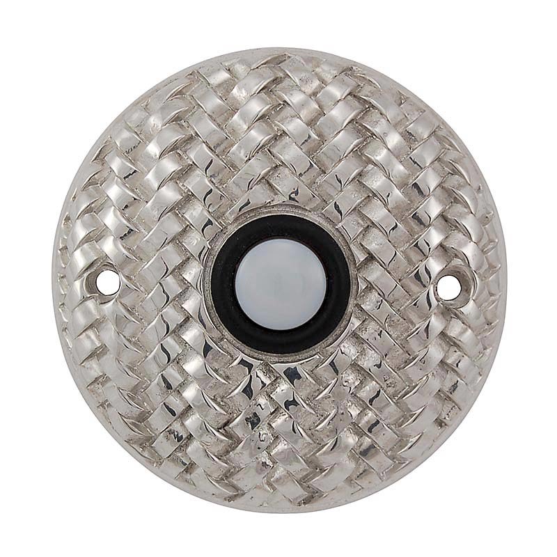 Vicenza Hardware Door Bells Collection Round Cestino Weave Design in Polished Nickel