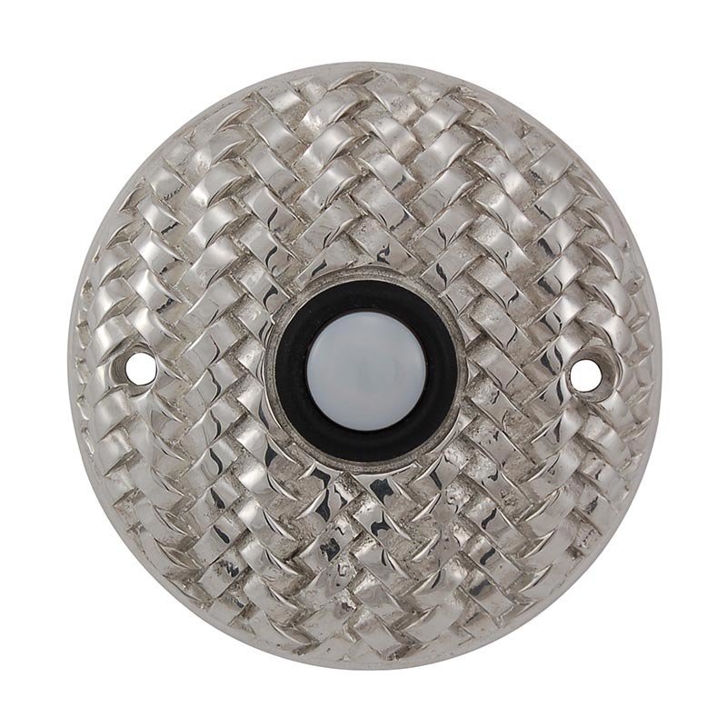 Vicenza Hardware Door Bells Collection Round Cestino Weave Design in Polished Silver