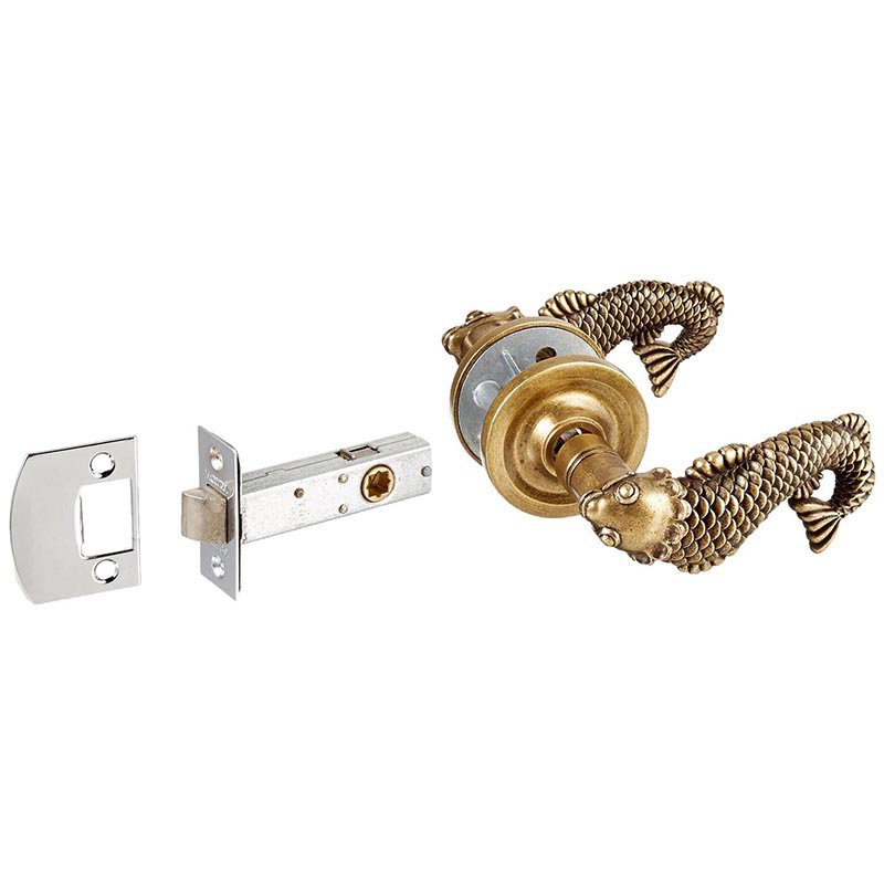 Vicenza Hardware Passage Pollino Right Handed Door Lever Set in Antique Brass