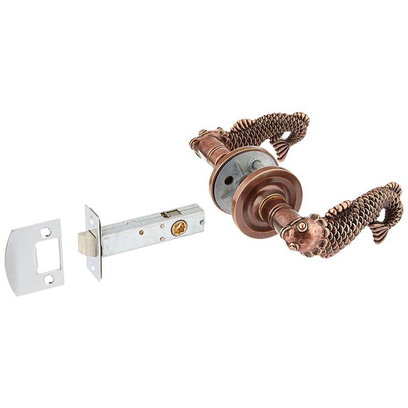 Vicenza Hardware Passage Pollino Right Handed Door Lever Set in Antique Copper