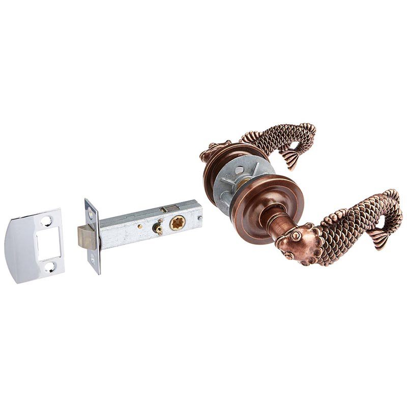 Vicenza Hardware Privacy Pollino Right Handed Door Lever in Antique Copper