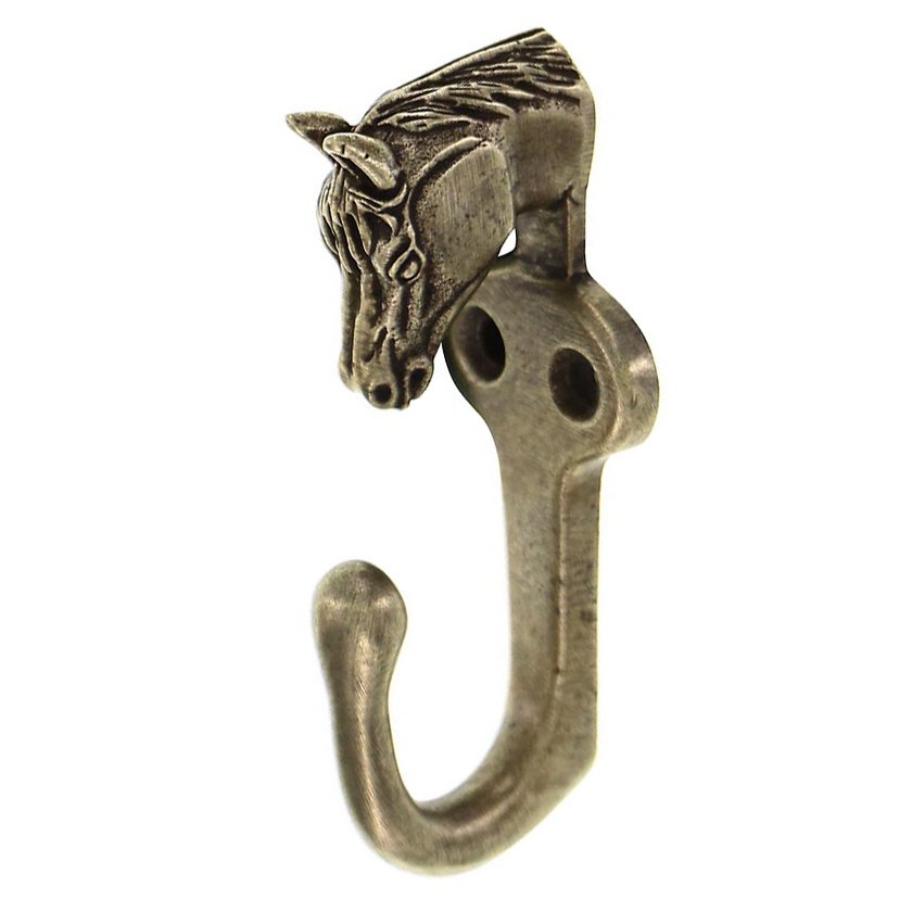Vicenza Hardware Horse Head Hook in Antique Brass