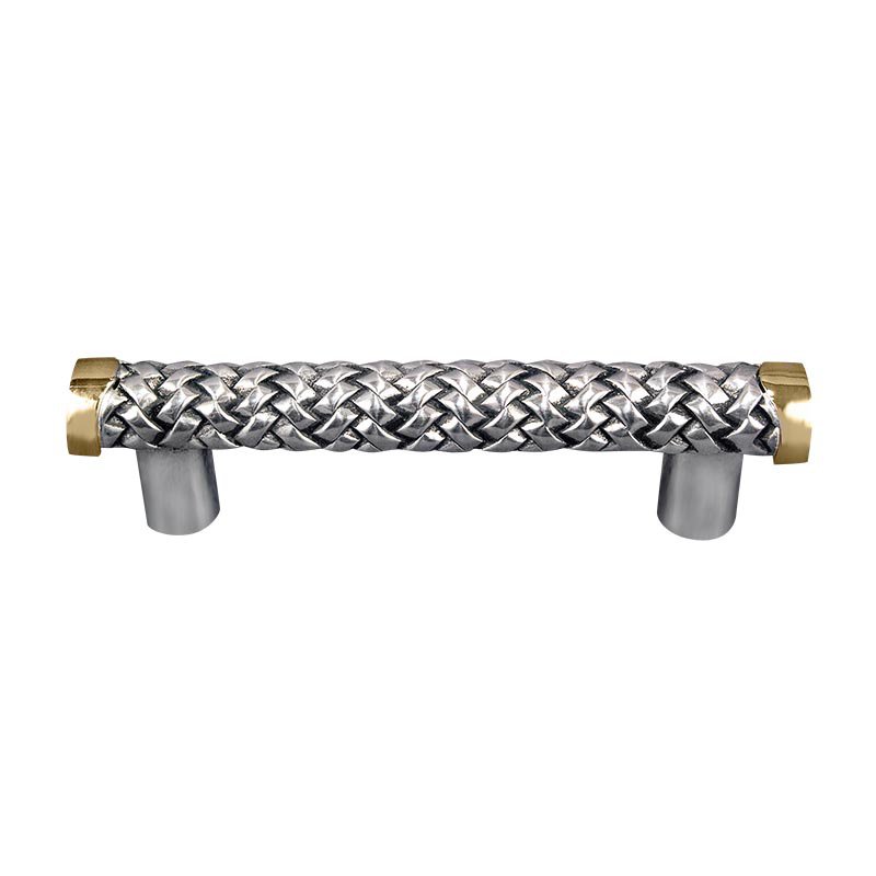Vicenza Hardware Braided Two Tone Handle - 76mm in Silver And Gold