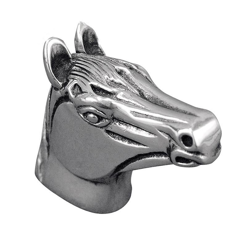 Vicenza Hardware Large Horse Head Knob in Antique Silver