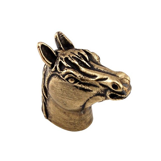 Vicenza Hardware Small Horse Head Knob in Antique Brass