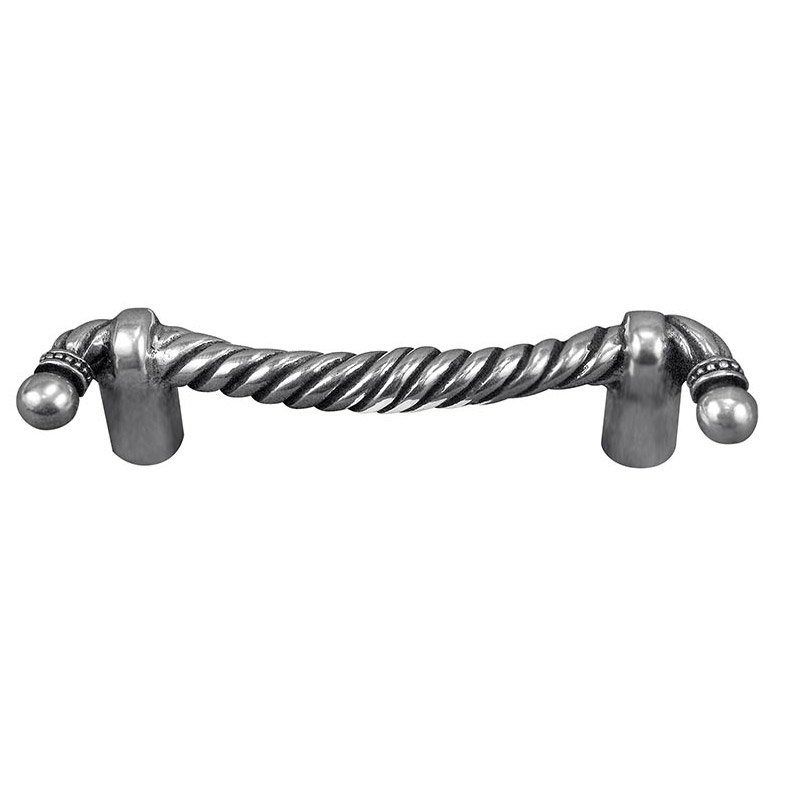 Vicenza Hardware Twisted Rope Handle - 76mm in Antique Silver