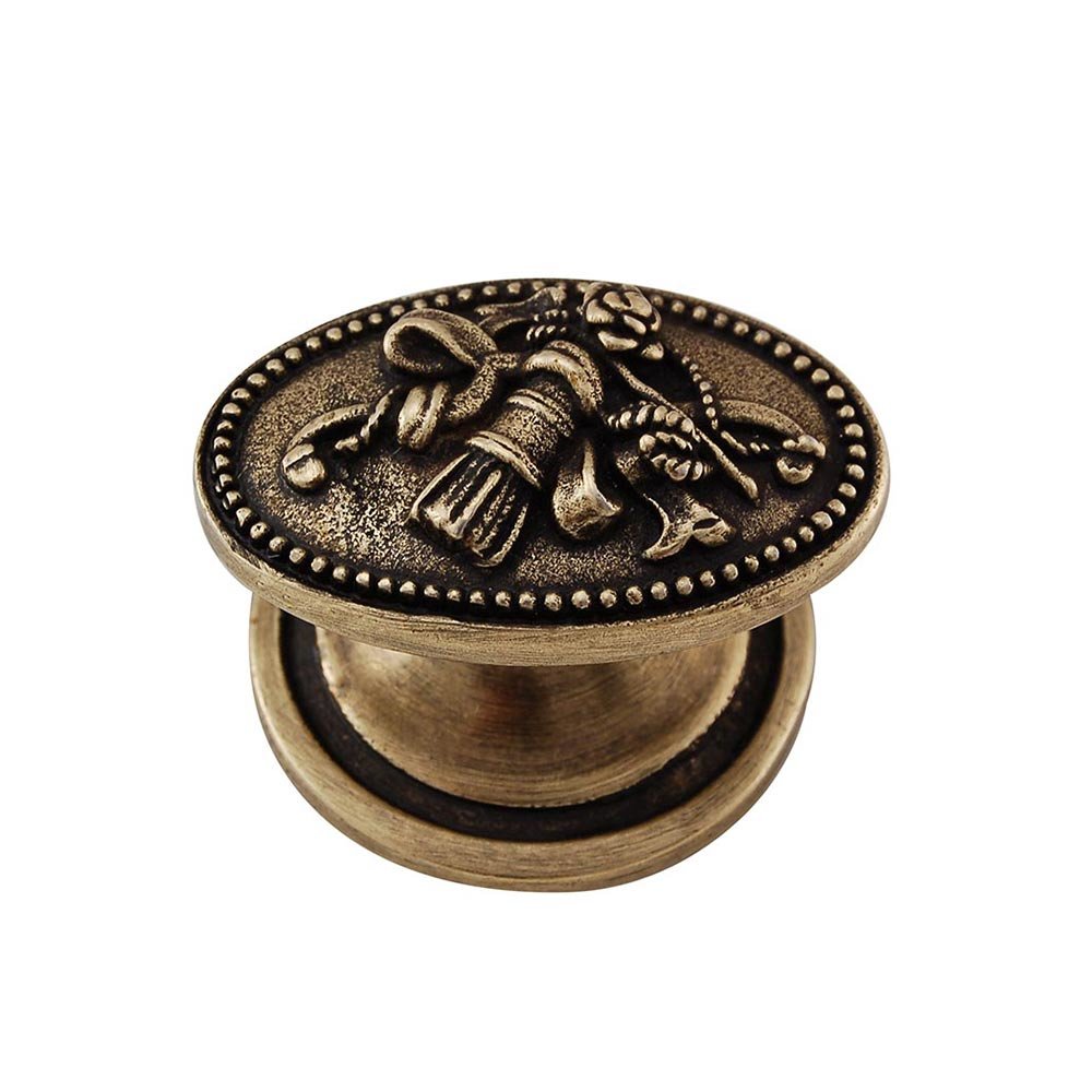 Vicenza Hardware Oval Trim & Tassel Knob in Antique Brass