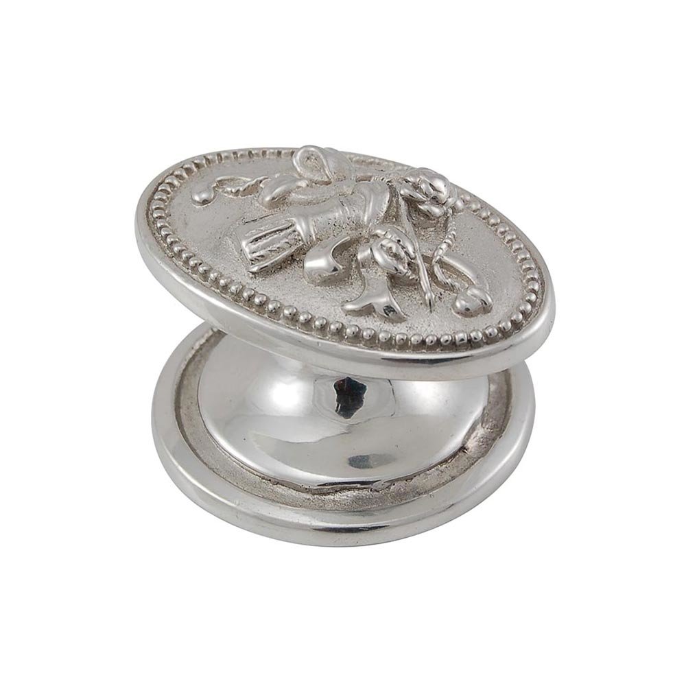 Vicenza Hardware Oval Trim & Tassel Knob in Polished Silver