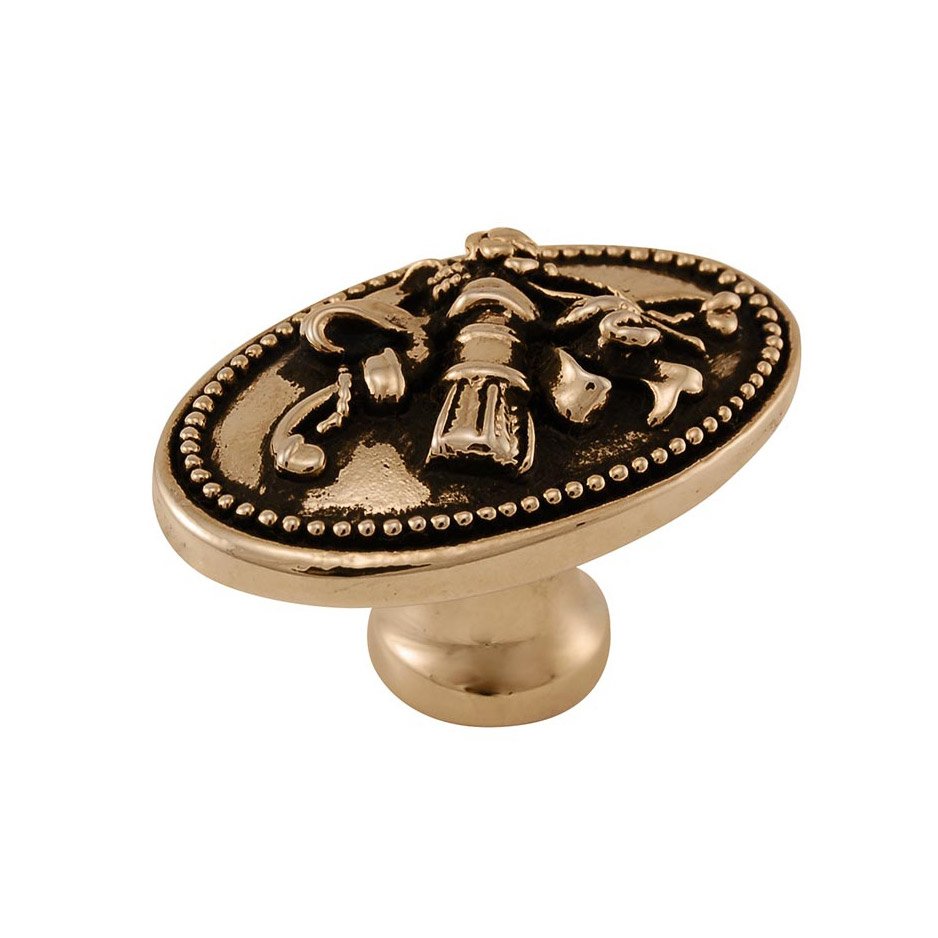 Vicenza Hardware Oval Knob with Small Base in Antique Gold