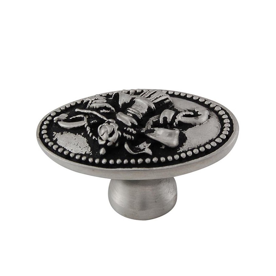 Vicenza Hardware Oval Knob with Small Base in Antique Nickel