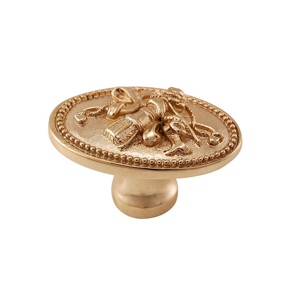 Vicenza Hardware Oval Knob with Small Base in Polished Gold