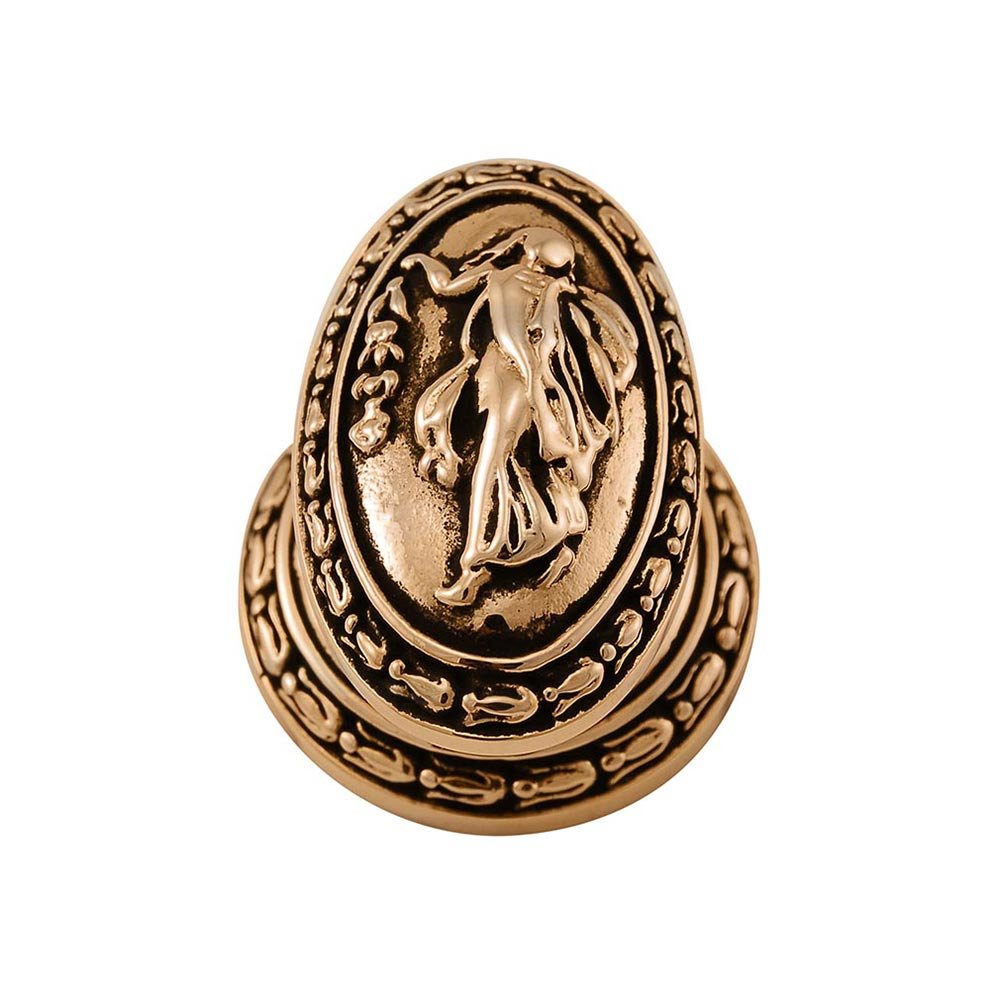 Vicenza Hardware Oval Walking Lady Knob in Antique Gold