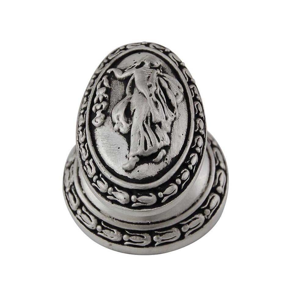 Vicenza Hardware Oval Walking Lady Knob in Antique Nickel