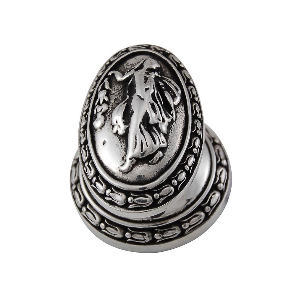 Vicenza Hardware Oval Walking Lady Knob in Antique Silver