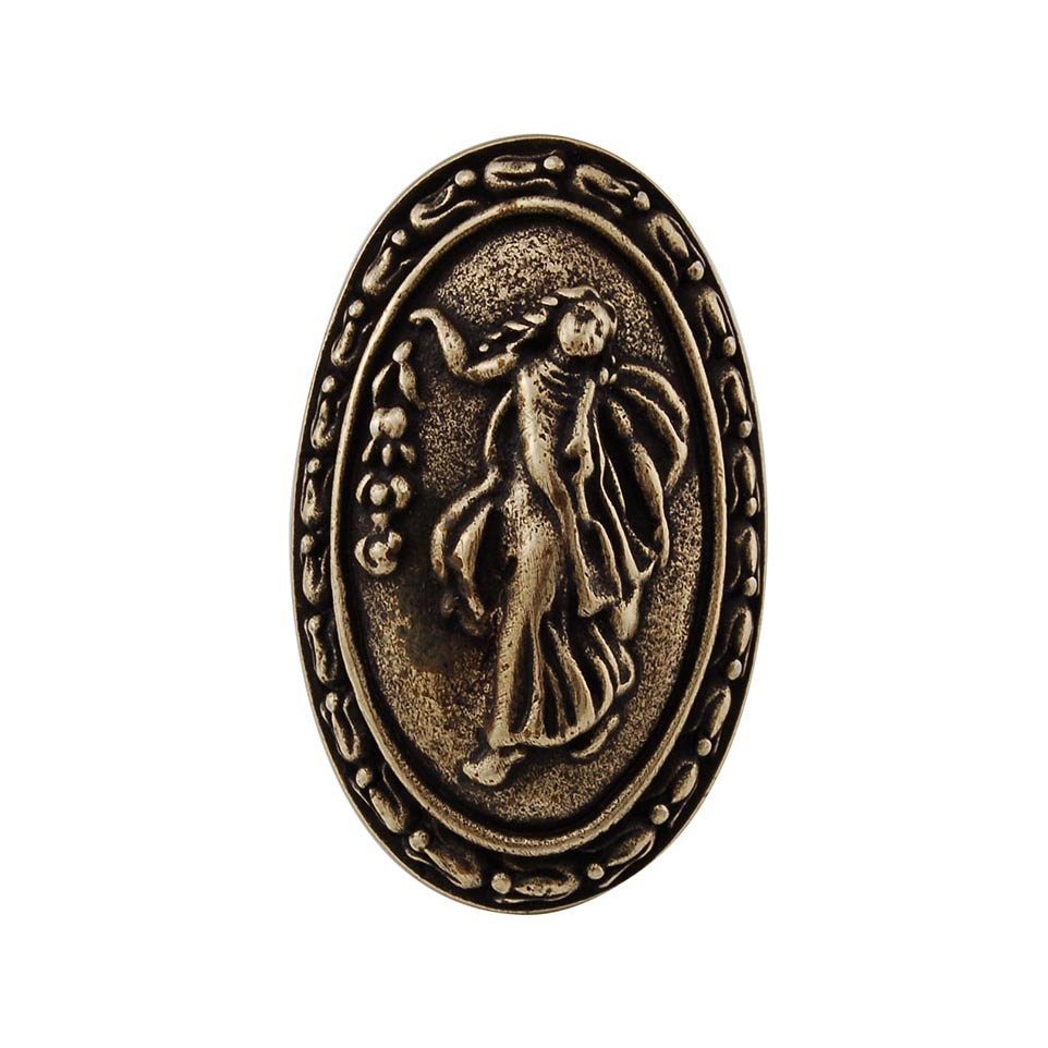 Vicenza Hardware Oval Woman Knob with Small Base in Antique Brass
