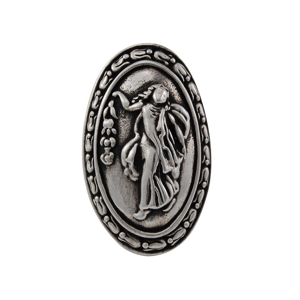 Vicenza Hardware Oval Woman Knob with Small Base in Antique Silver