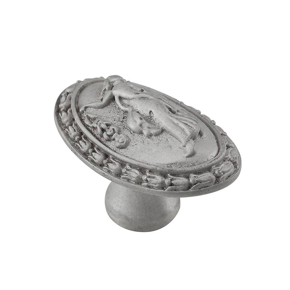 Vicenza Hardware Oval Woman Knob with Small Base in Satin Nickel