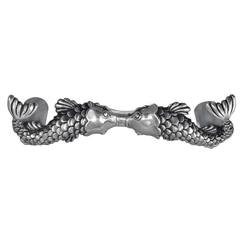 Vicenza Hardware Kissing Fish Handle - 76mm in Antique Silver