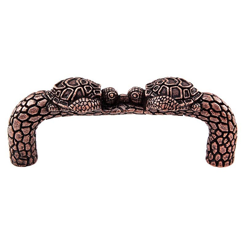 Vicenza Hardware Kissing Turtle Handle - 76mm in Antique Copper