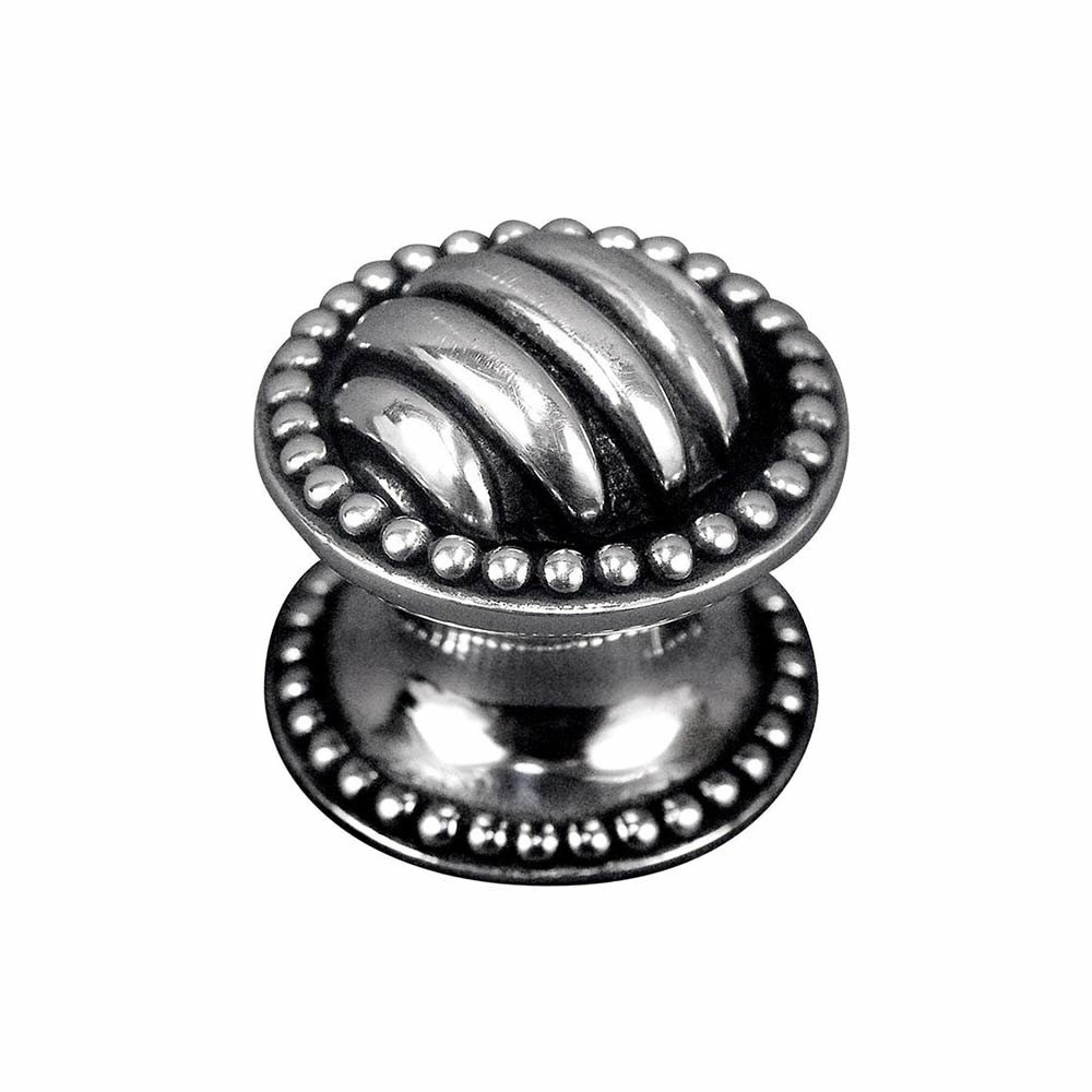 Vicenza Hardware Large Ribbed Knob 1 1/4" in Antique Silver