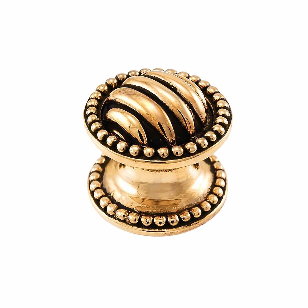 Vicenza Hardware Large Ribbed Knob 1 1/4" in Antique Gold