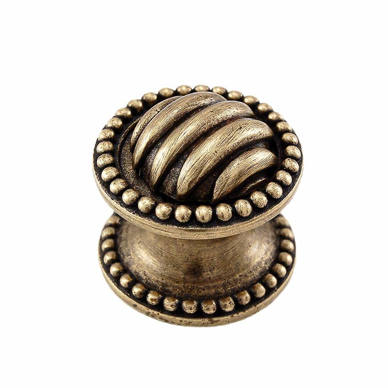 Vicenza Hardware Small Ribbed Knob 1" in Antique Brass