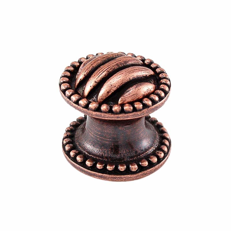 Vicenza Hardware Small Ribbed Knob 1" in Antique Copper