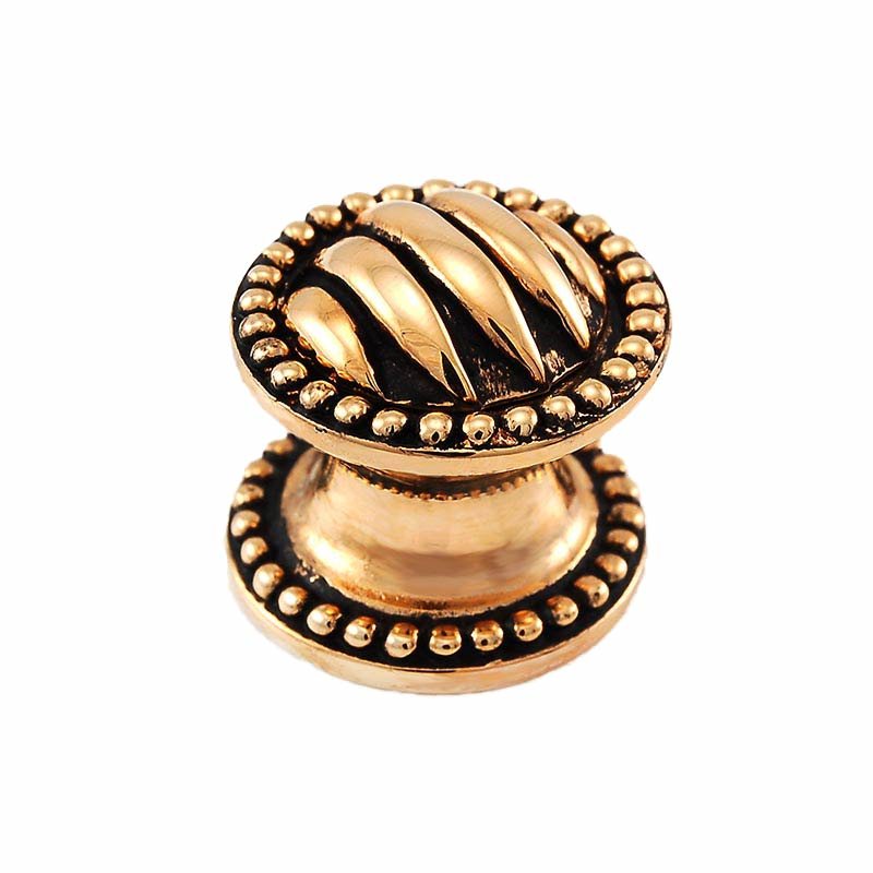 Vicenza Hardware Small Ribbed Knob 1" in Antique Gold