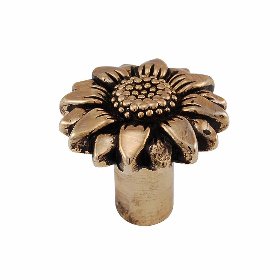 Vicenza Hardware Large Sunflower Knob 1 1/8" in Antique Gold