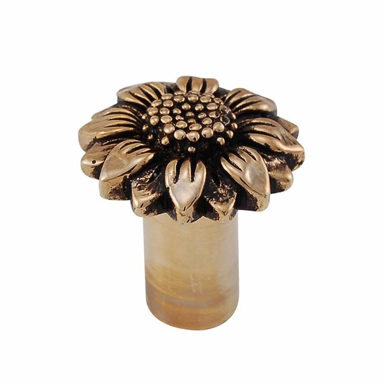 Vicenza Hardware Small Sunflower Knob 1" in Antique Gold