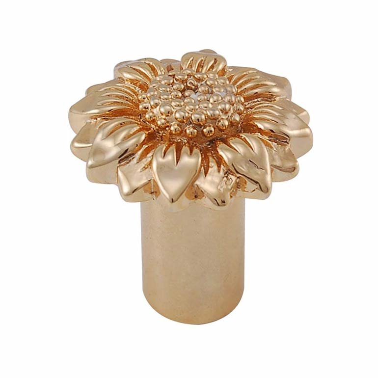 Vicenza Hardware Small Sunflower Knob 1" in Polished Gold